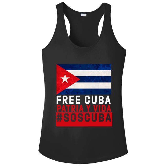 SOS Cuba Cuba Flag Cuban Fist Free Cuba Libre 2021 Cuban  Ladies PosiCharge Competitor Racerback Tank