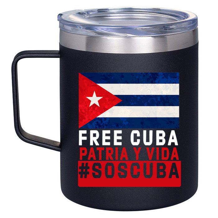 SOS Cuba Cuba Flag Cuban Fist Free Cuba Libre 2021 Cuban  12oz Stainless Steel Coffee Mug