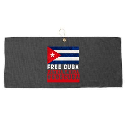 SOS Cuba Cuba Flag Cuban Fist Free Cuba Libre 2021 Cuban  Large Microfiber Waffle Golf Towel