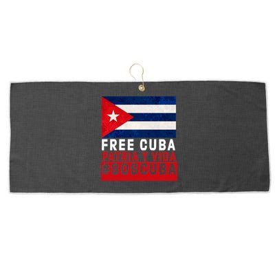 SOS Cuba Cuba Flag Cuban Fist Free Cuba Libre 2021 Cuban  Large Microfiber Waffle Golf Towel