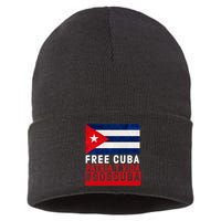 SOS Cuba Cuba Flag Cuban Fist Free Cuba Libre 2021 Cuban  Sustainable Knit Beanie