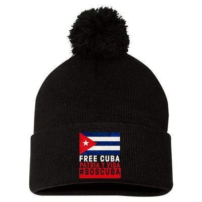 SOS Cuba Cuba Flag Cuban Fist Free Cuba Libre 2021 Cuban  Pom Pom 12in Knit Beanie