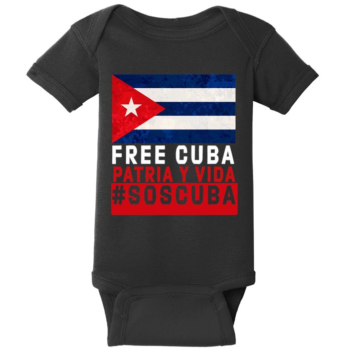SOS Cuba Cuba Flag Cuban Fist Free Cuba Libre 2021 Cuban  Baby Bodysuit