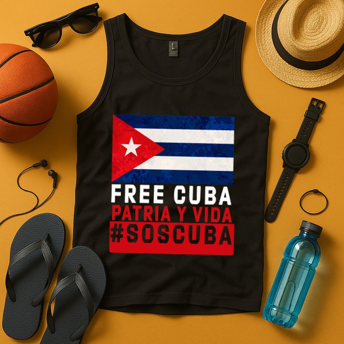 SOS Cuba Cuba Flag Cuban Fist Free Cuba Libre 2021 Cuban  Tank Top