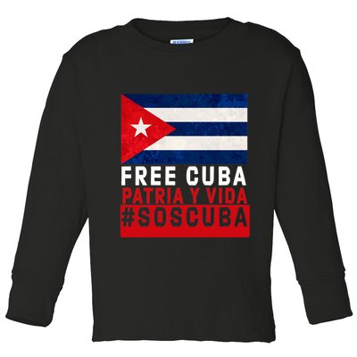 SOS Cuba Cuba Flag Cuban Fist Free Cuba Libre 2021 Cuban  Toddler Long Sleeve Shirt