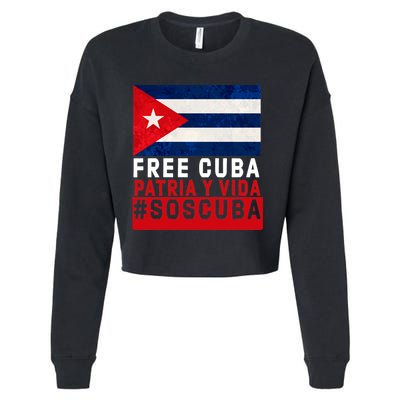 SOS Cuba Cuba Flag Cuban Fist Free Cuba Libre 2021 Cuban  Cropped Pullover Crew