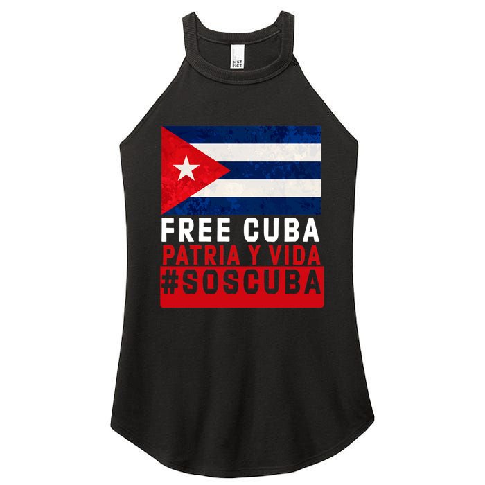 SOS Cuba Cuba Flag Cuban Fist Free Cuba Libre 2021 Cuban  Women's Perfect Tri Rocker Tank