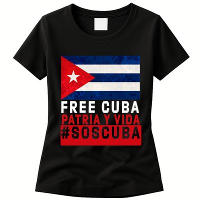 SOS Cuba Cuba Flag Cuban Fist Free Cuba Libre 2021 Cuban  Womens T-Shirt