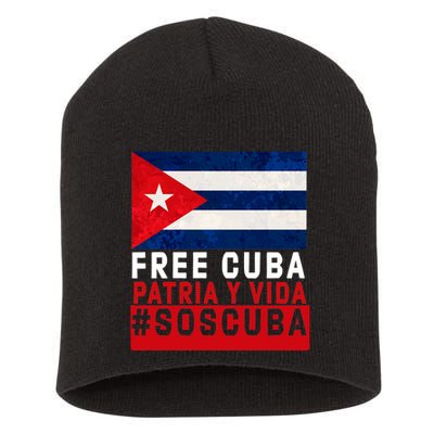 SOS Cuba Cuba Flag Cuban Fist Free Cuba Libre 2021 Cuban  Short Acrylic Beanie