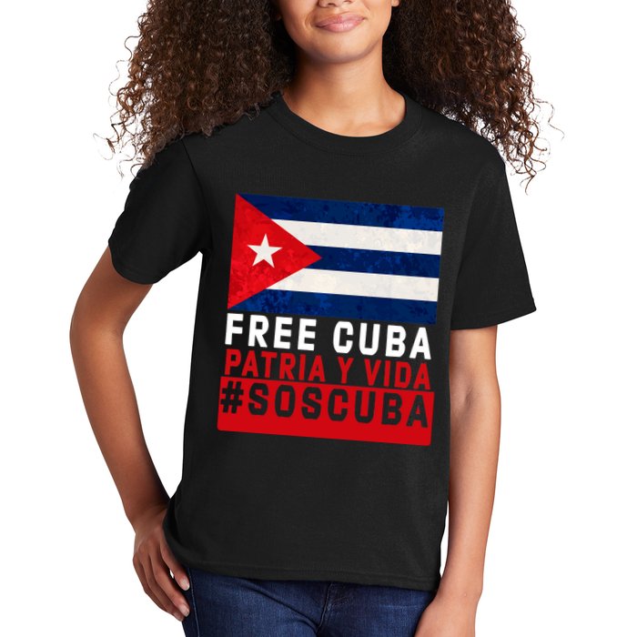 SOS Cuba Cuba Flag Cuban Fist Free Cuba Libre 2021 Cuban  Kids T-Shirt