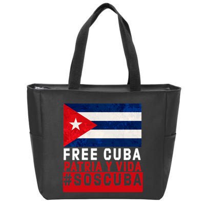 SOS Cuba Cuba Flag Cuban Fist Free Cuba Libre 2021 Cuban  Zip Tote Bag