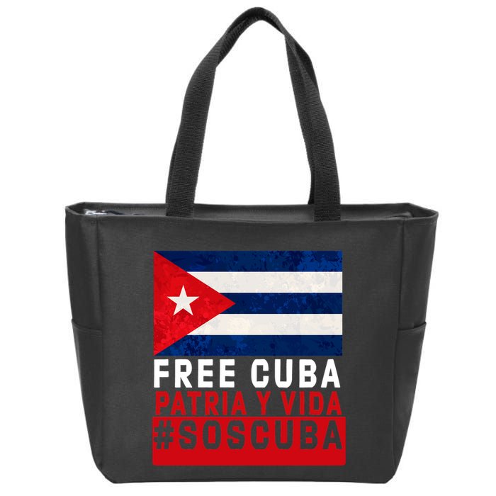 SOS Cuba Cuba Flag Cuban Fist Free Cuba Libre 2021 Cuban  Zip Tote Bag