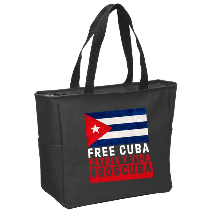 SOS Cuba Cuba Flag Cuban Fist Free Cuba Libre 2021 Cuban  Zip Tote Bag