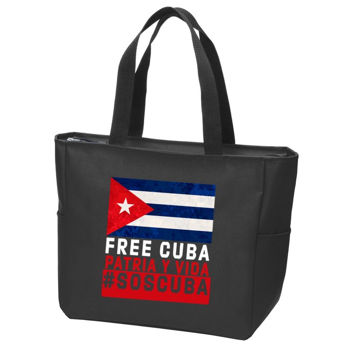 SOS Cuba Cuba Flag Cuban Fist Free Cuba Libre 2021 Cuban  Zip Tote Bag