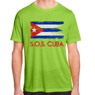 SOS Cuba Distressed Flag Adult ChromaSoft Performance T-Shirt