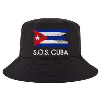 SOS Cuba Distressed Flag Cool Comfort Performance Bucket Hat