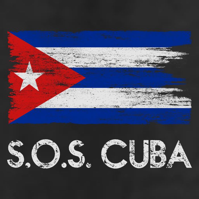 SOS Cuba Distressed Flag 7 Panel Mesh Trucker Snapback Hat