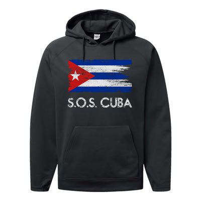 SOS Cuba Distressed Flag Performance Fleece Hoodie