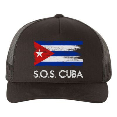 SOS Cuba Distressed Flag Yupoong Adult 5-Panel Trucker Hat