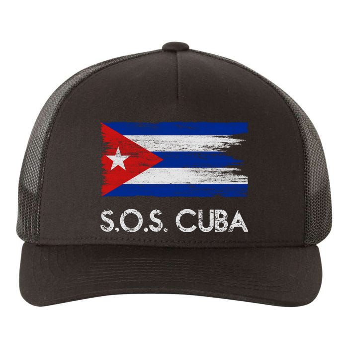 SOS Cuba Distressed Flag Yupoong Adult 5-Panel Trucker Hat