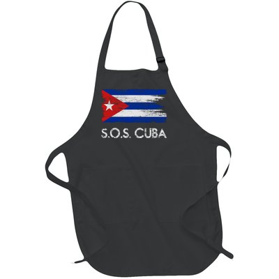 SOS Cuba Distressed Flag Full-Length Apron With Pockets