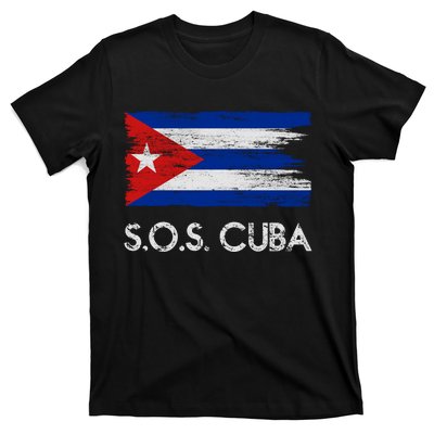 SOS Cuba Distressed Flag T-Shirt