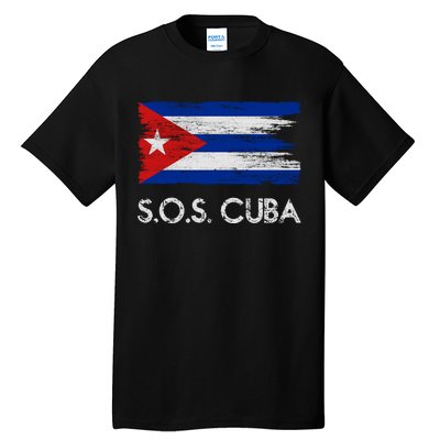 SOS Cuba Distressed Flag Tall T-Shirt