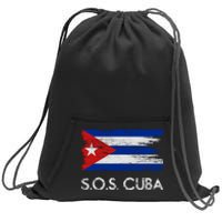 SOS Cuba Distressed Flag Sweatshirt Cinch Pack Bag