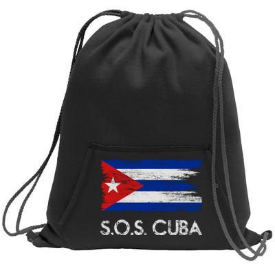 SOS Cuba Distressed Flag Sweatshirt Cinch Pack Bag