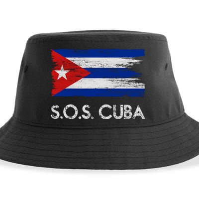 SOS Cuba Distressed Flag Sustainable Bucket Hat