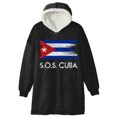 SOS Cuba Distressed Flag Hooded Wearable Blanket