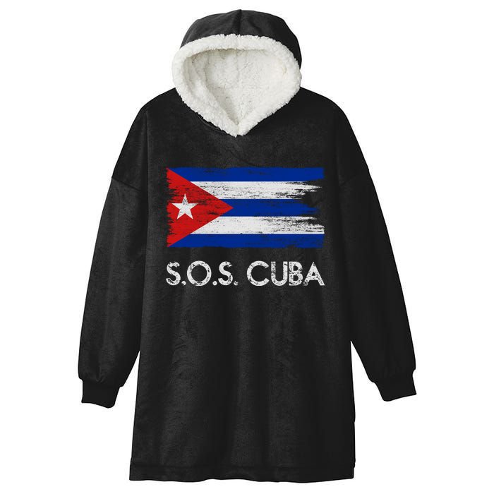 SOS Cuba Distressed Flag Hooded Wearable Blanket