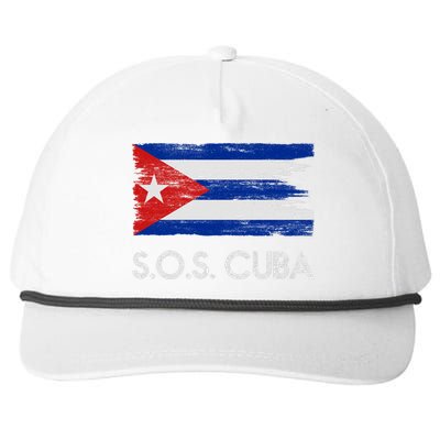 SOS Cuba Distressed Flag Snapback Five-Panel Rope Hat