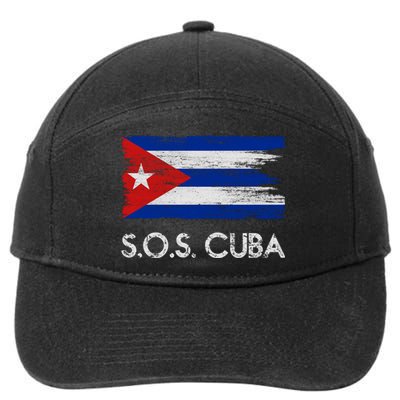 SOS Cuba Distressed Flag 7-Panel Snapback Hat