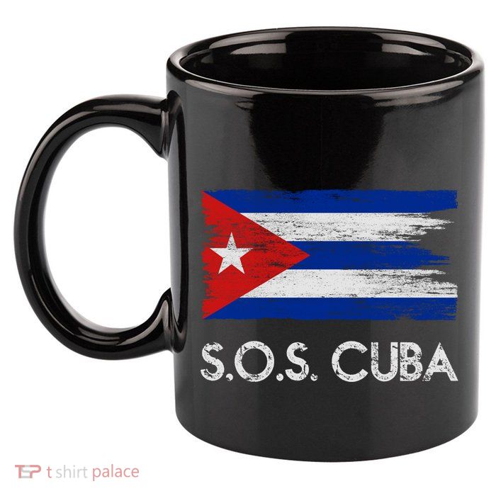 SOS Cuba Distressed Flag 11oz C Handle Ceramic Mug