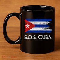 SOS Cuba Distressed Flag 11oz C Handle Ceramic Mug