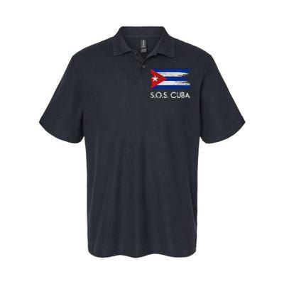 SOS Cuba Distressed Flag Softstyle Adult Sport Polo