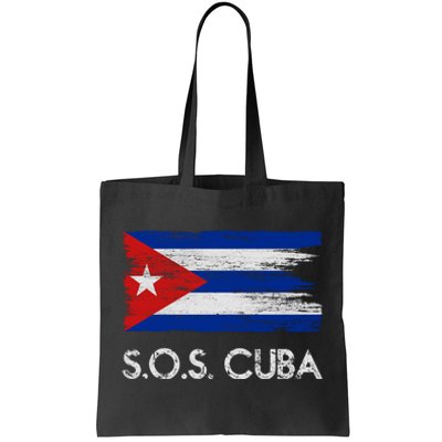 SOS Cuba Distressed Flag Tote Bag