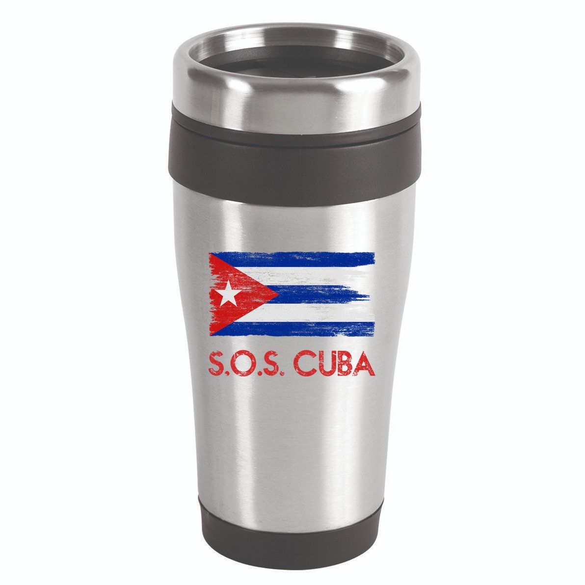 SOS Cuba Distressed Flag 16oz Travel Tumbler