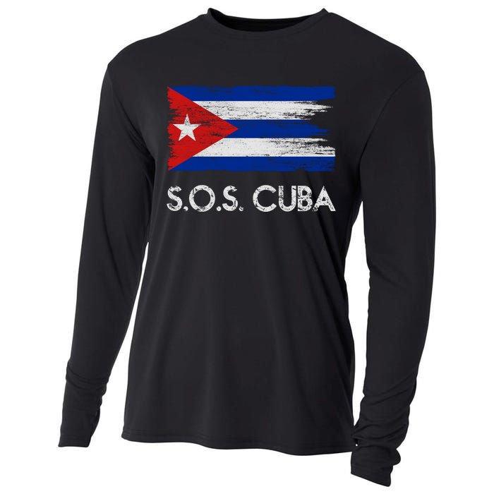 SOS Cuba Distressed Flag Cooling Performance Long Sleeve Crew