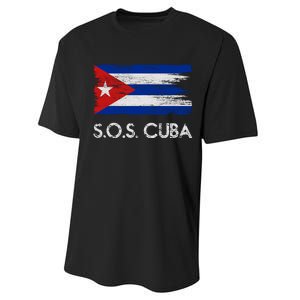 SOS Cuba Distressed Flag Performance Sprint T-Shirt