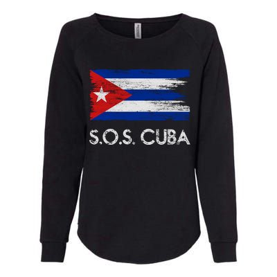 SOS Cuba Distressed Flag Womens California Wash Sweatshirt