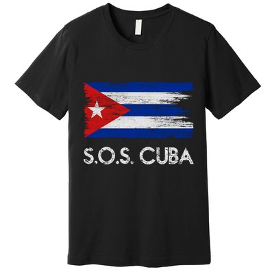 SOS Cuba Distressed Flag Premium T-Shirt