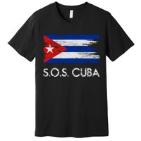 SOS Cuba Distressed Flag Premium T-Shirt