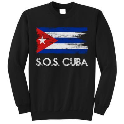 SOS Cuba Distressed Flag Tall Sweatshirt