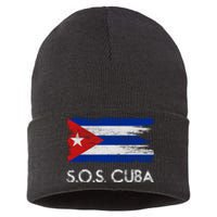 SOS Cuba Distressed Flag Sustainable Knit Beanie