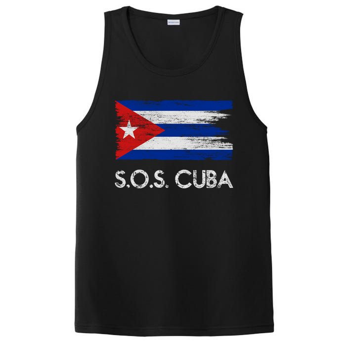 SOS Cuba Distressed Flag PosiCharge Competitor Tank