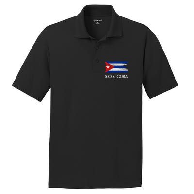 SOS Cuba Distressed Flag PosiCharge RacerMesh Polo