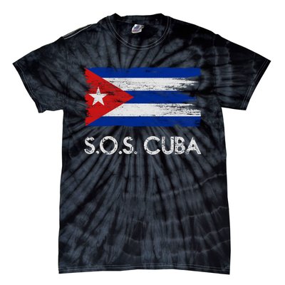 SOS Cuba Distressed Flag Tie-Dye T-Shirt