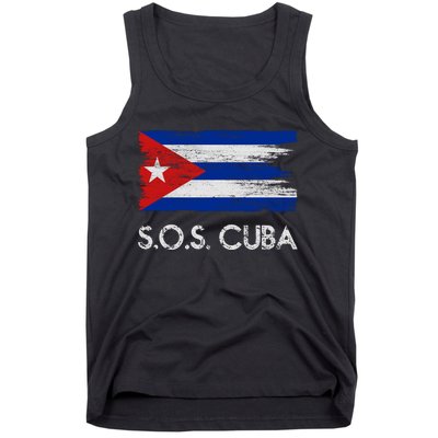 SOS Cuba Distressed Flag Tank Top